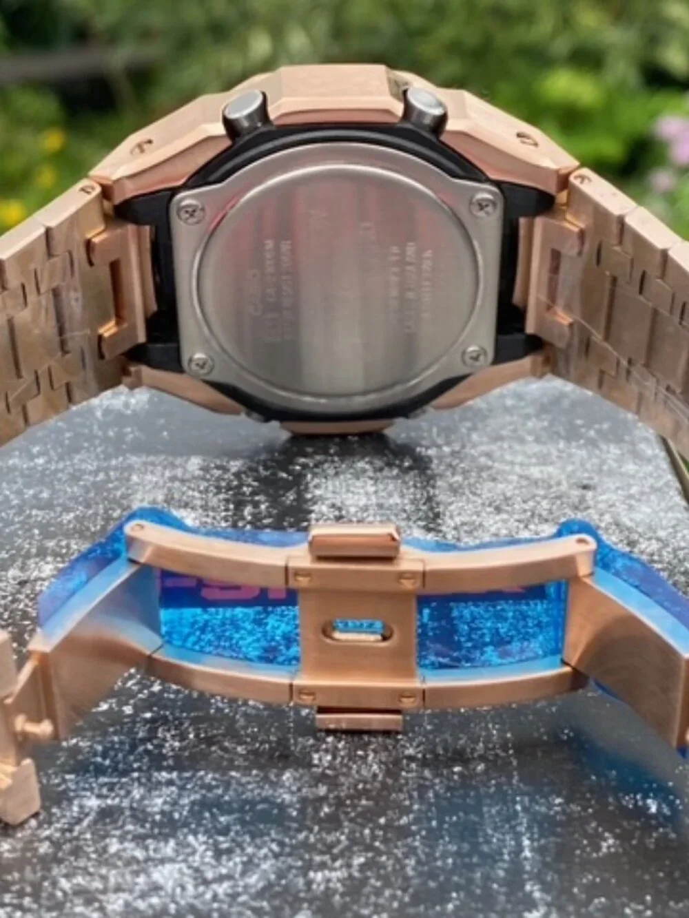 New Casio G-Shock GA2100 added Stainless Steel All Rose Gold Color MOD